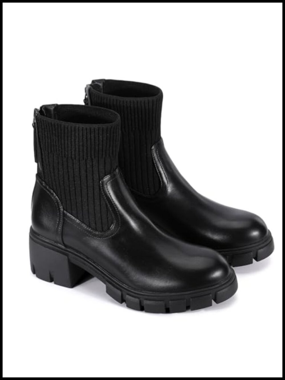 Dual Comfort Insoles Platform Chelsea Ankle Boots Chunky Heel Lug Sole Back